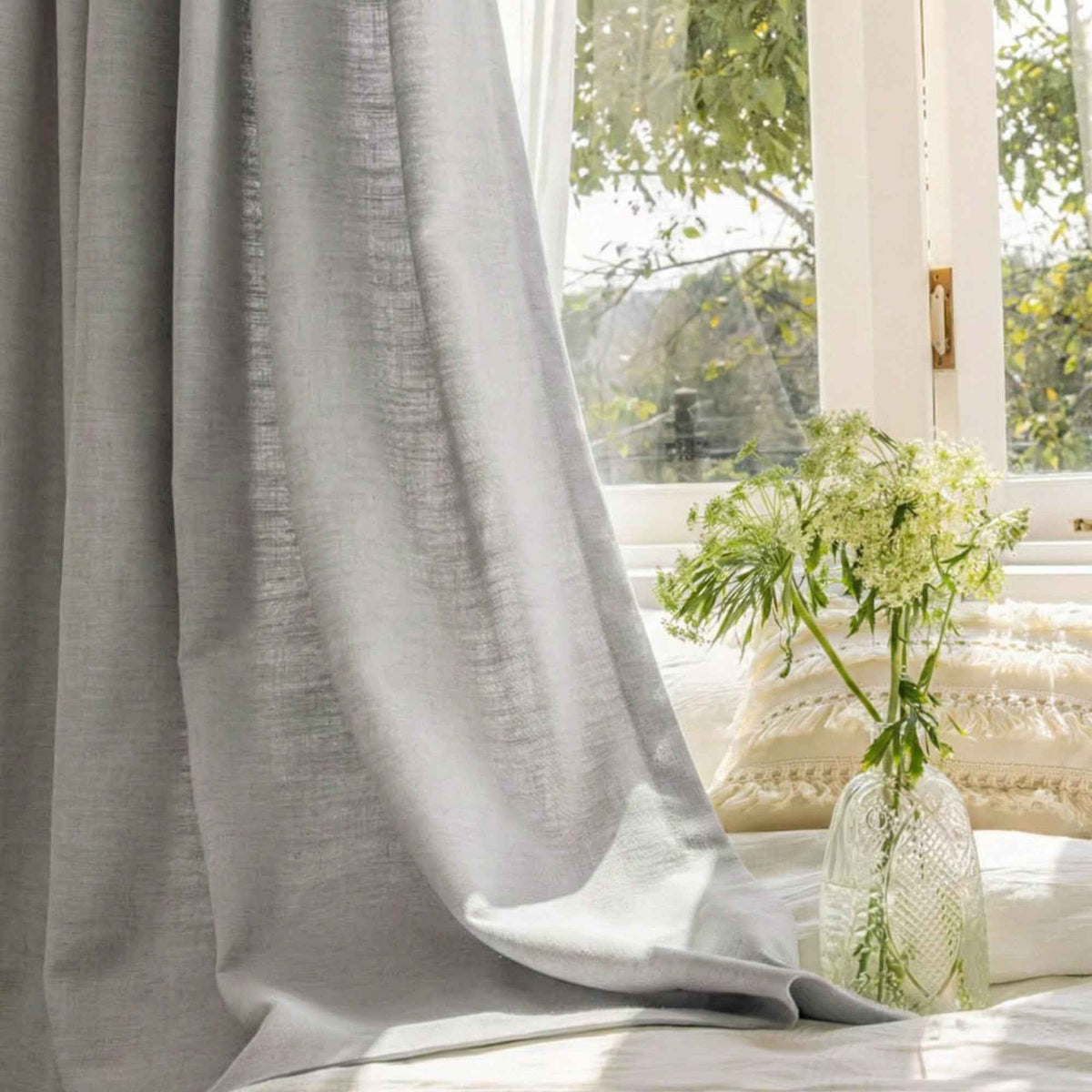 Colorful Semi-Sheer Linen Textured Curtains