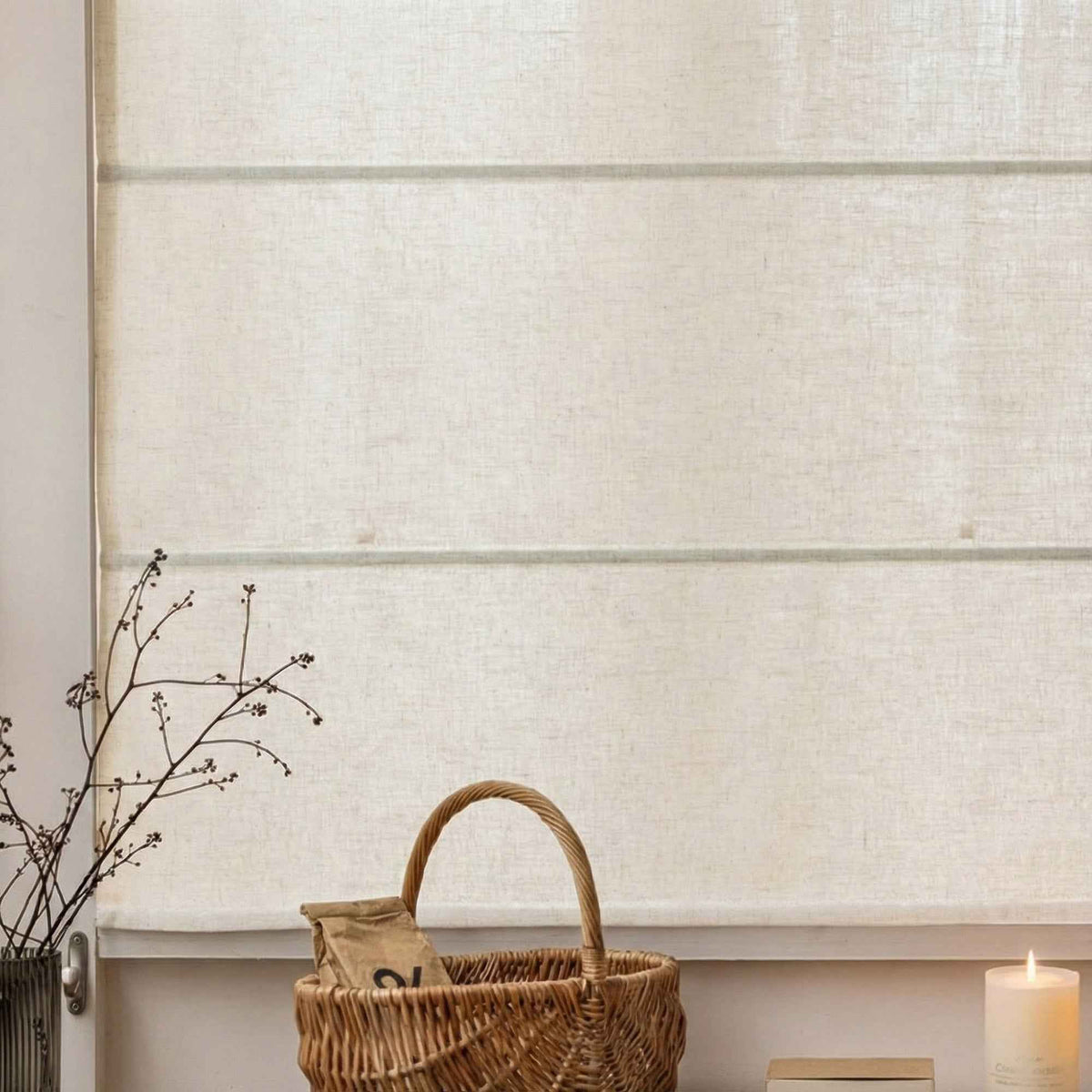 L-light Cordless Solid Linen Blend Roman Shades - Detail View 5 | JOYDRAPE Bespoke Luxury