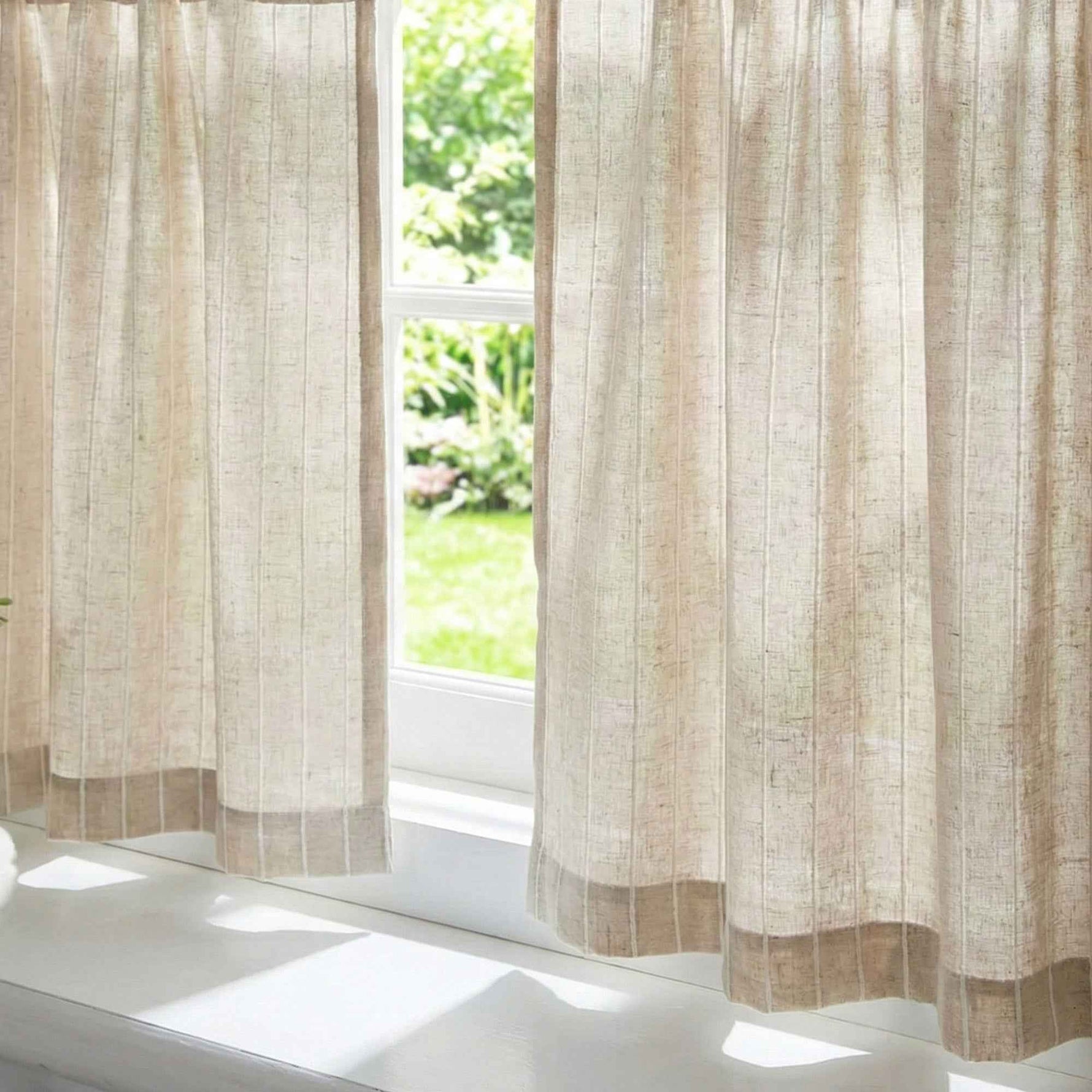 C-Rope Sheer vertical-textured cafe curtains