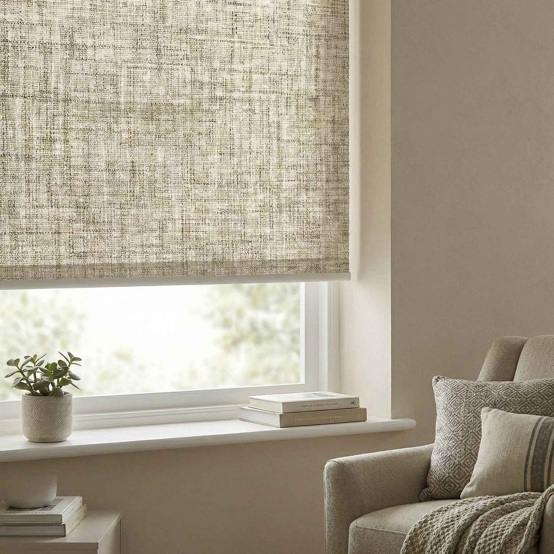 J-Hemp Cordless Faux Linen Blackout Roller Shades