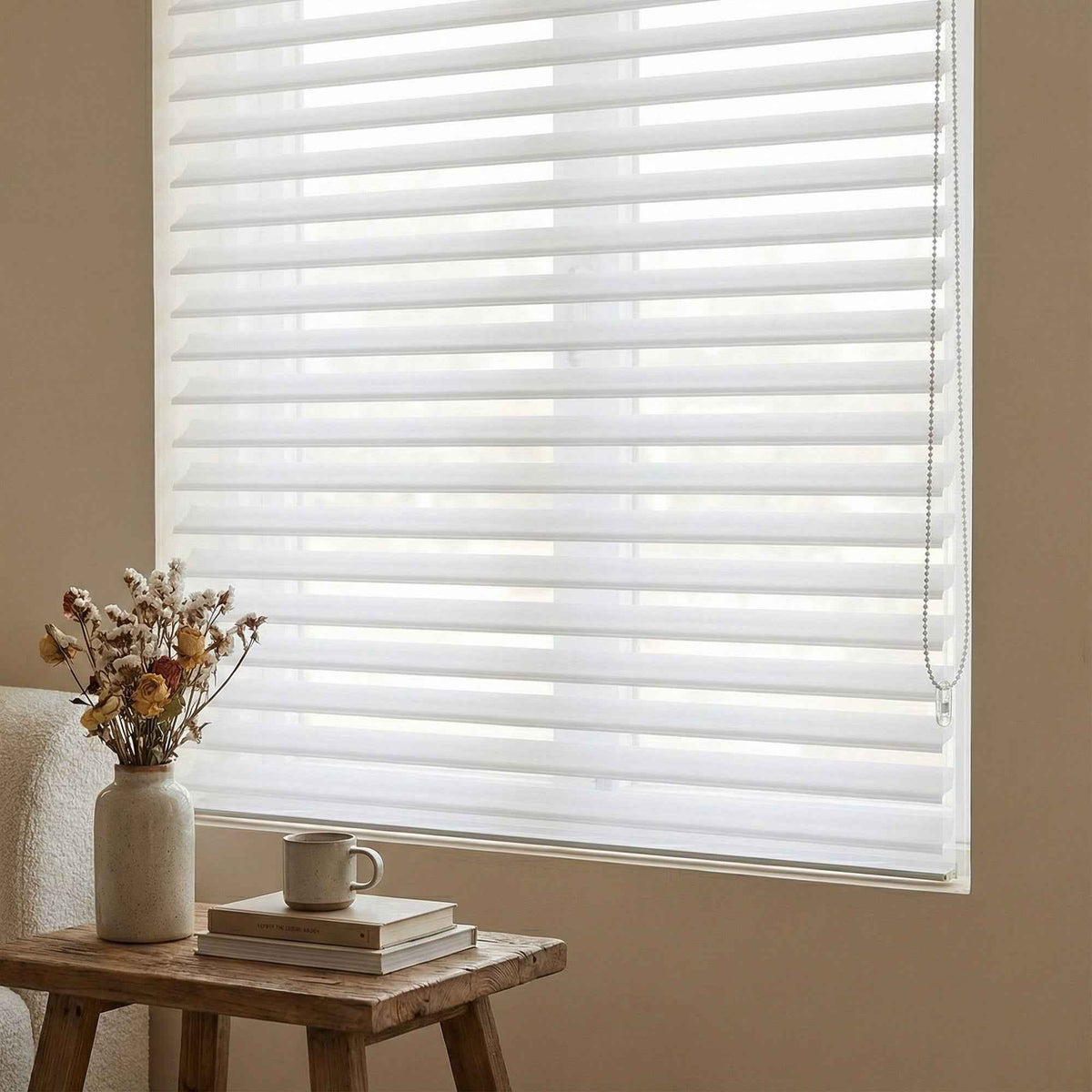 X-Hush Pure White Corded Shangri-La Blinds - Detail View 7 | JOYDRAPE Bespoke Luxury