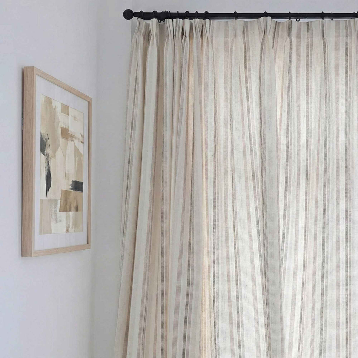stripe Two-Tone Vertical Striped Linen Blend Curtains