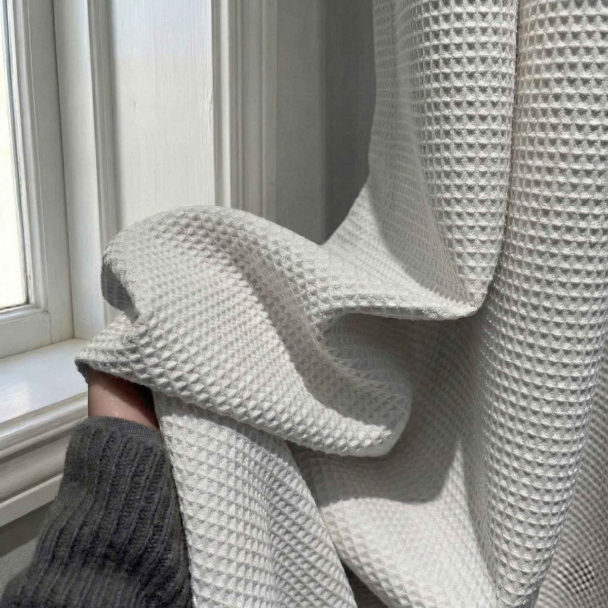 Wheat Heavyweight waffle textured linen blend curtains