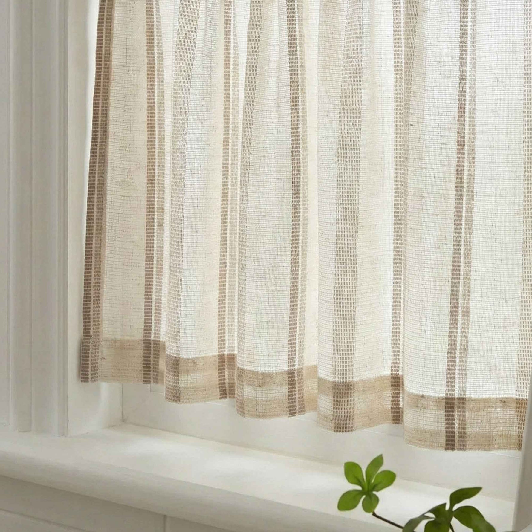 C-Stripe Dual-hue vertical textured cafe curtains