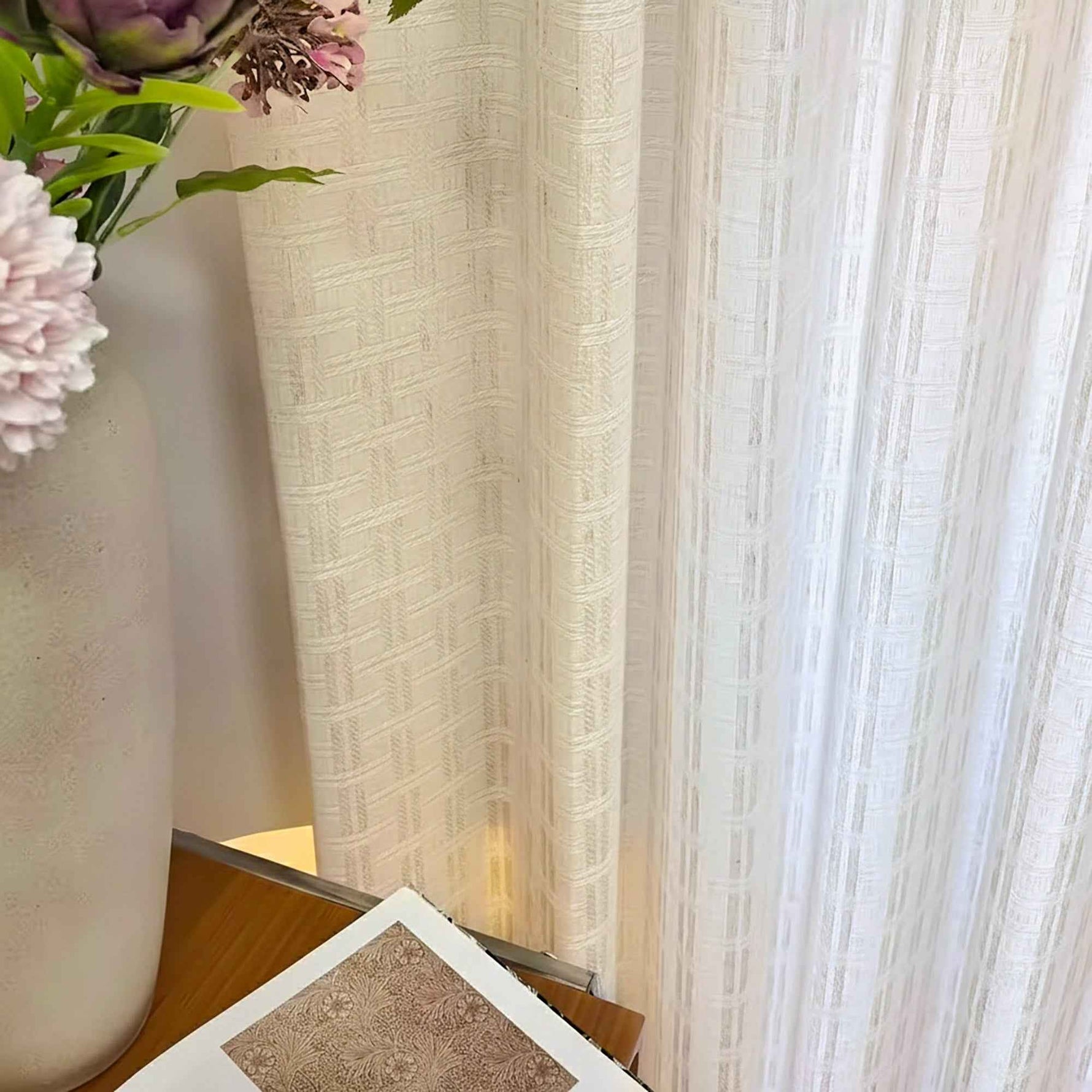 Grid Classic Check Sheer Curtains - Detail View 6 | JOYDRAPE Bespoke Luxury