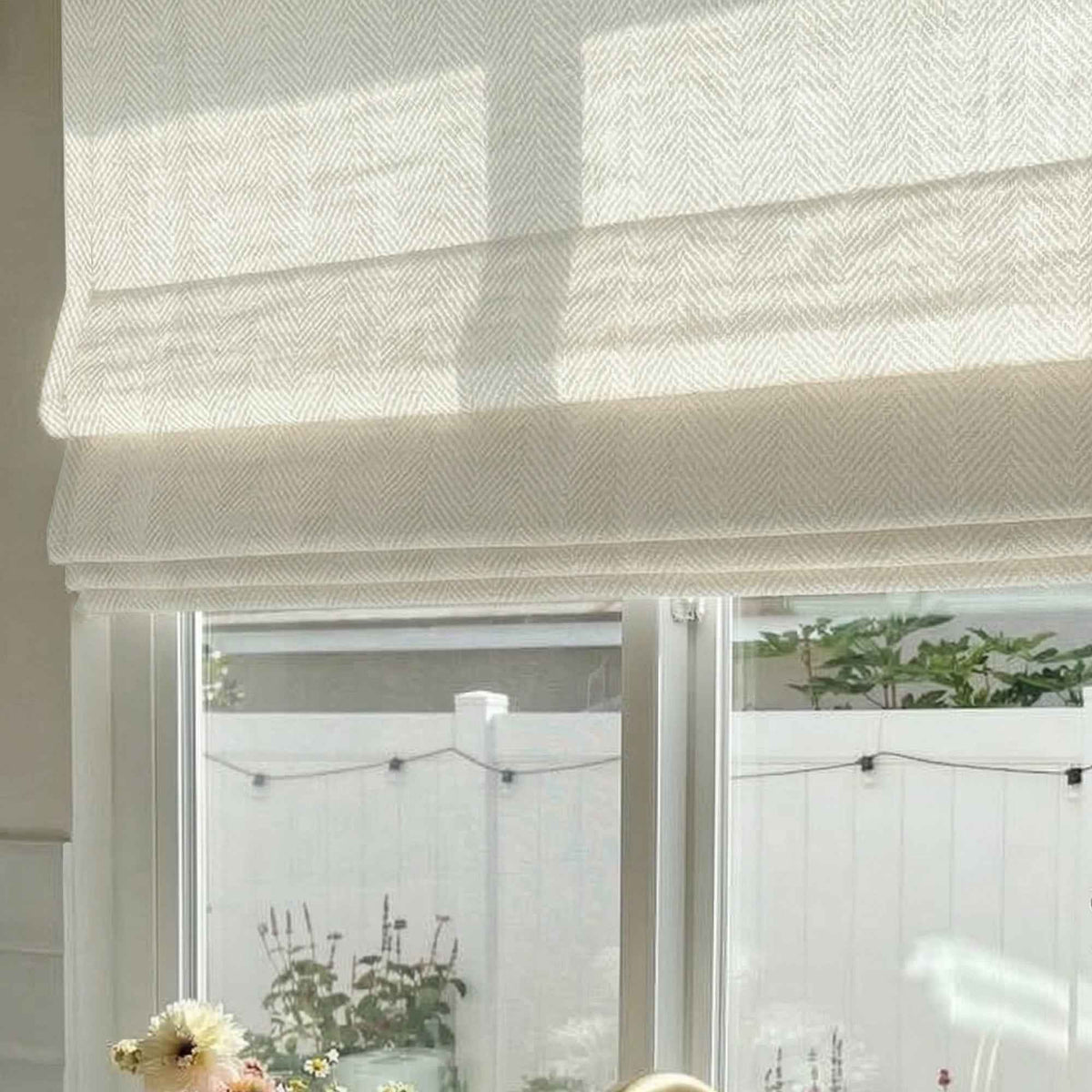 L-Mint Semi-blackout cotton-linen blend Roman shades - Detail View 5 | JOYDRAPE Bespoke Luxury