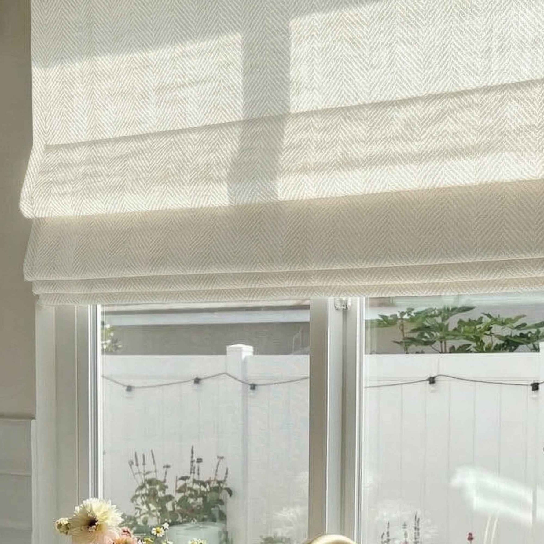 L-Mint Semi-blackout cotton-linen blend Roman shades - Detail View 5 | JOYDRAPE Bespoke Luxury