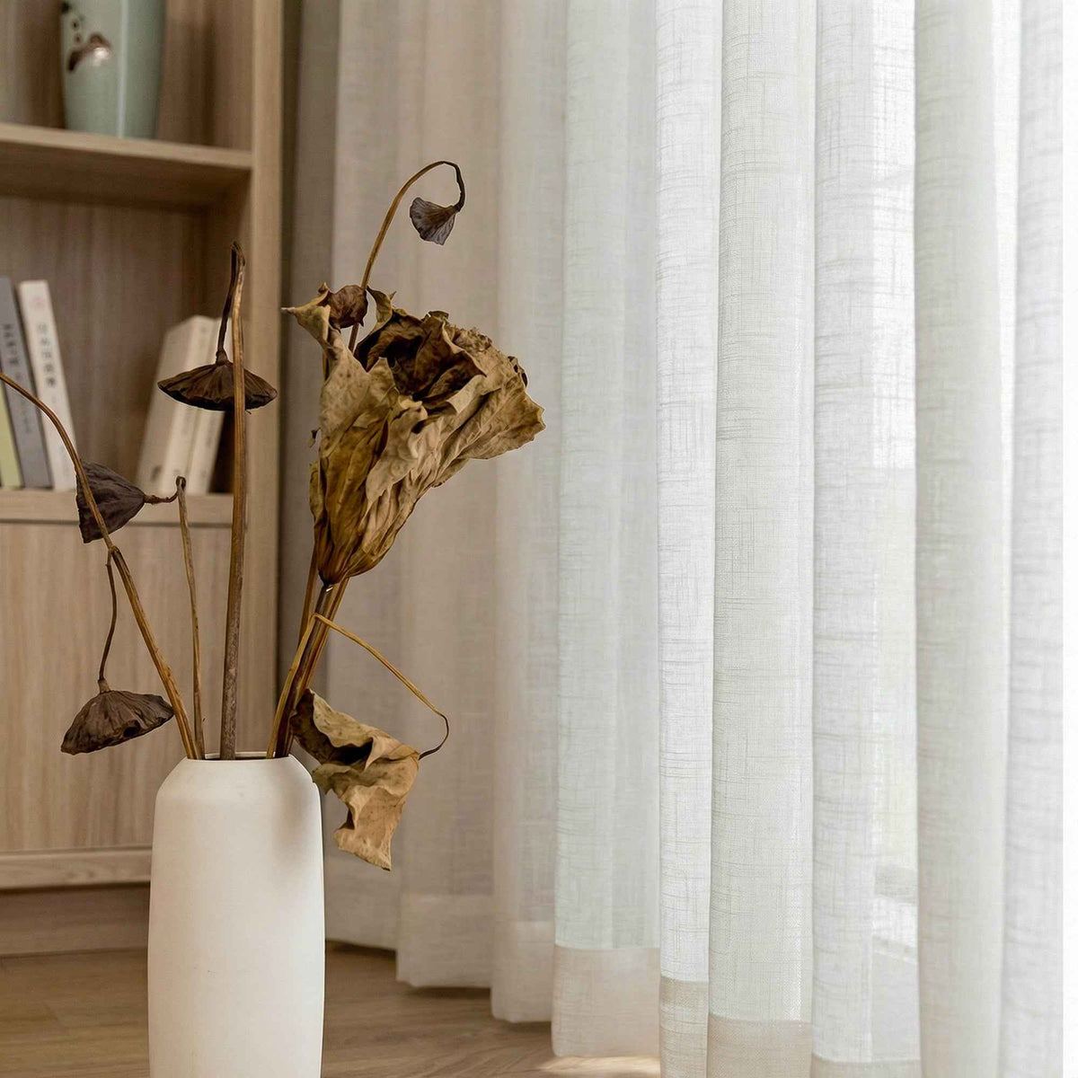Btimeless Light-Filtering Cotton Linen Textured Curtains