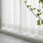 C-Hopsack White Sheer Vertical Stripe Cafe Curtains
