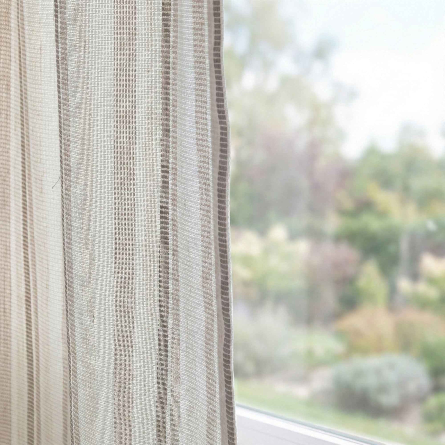 stripe Two-Tone Vertical Striped Linen Blend Curtains