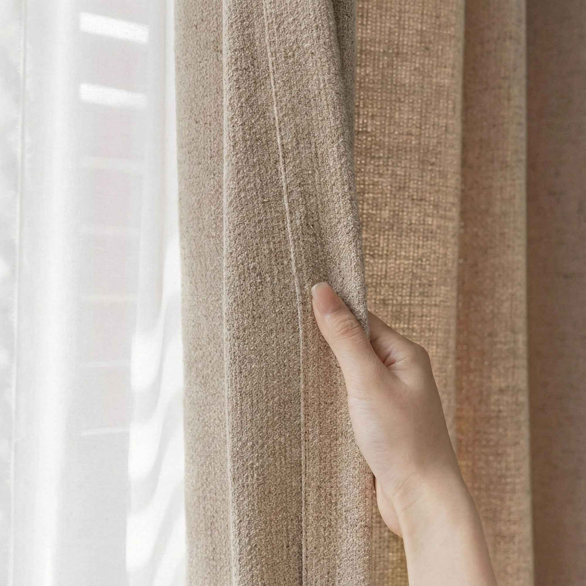 Waffle Natural Cotton Linen Blend Curtains