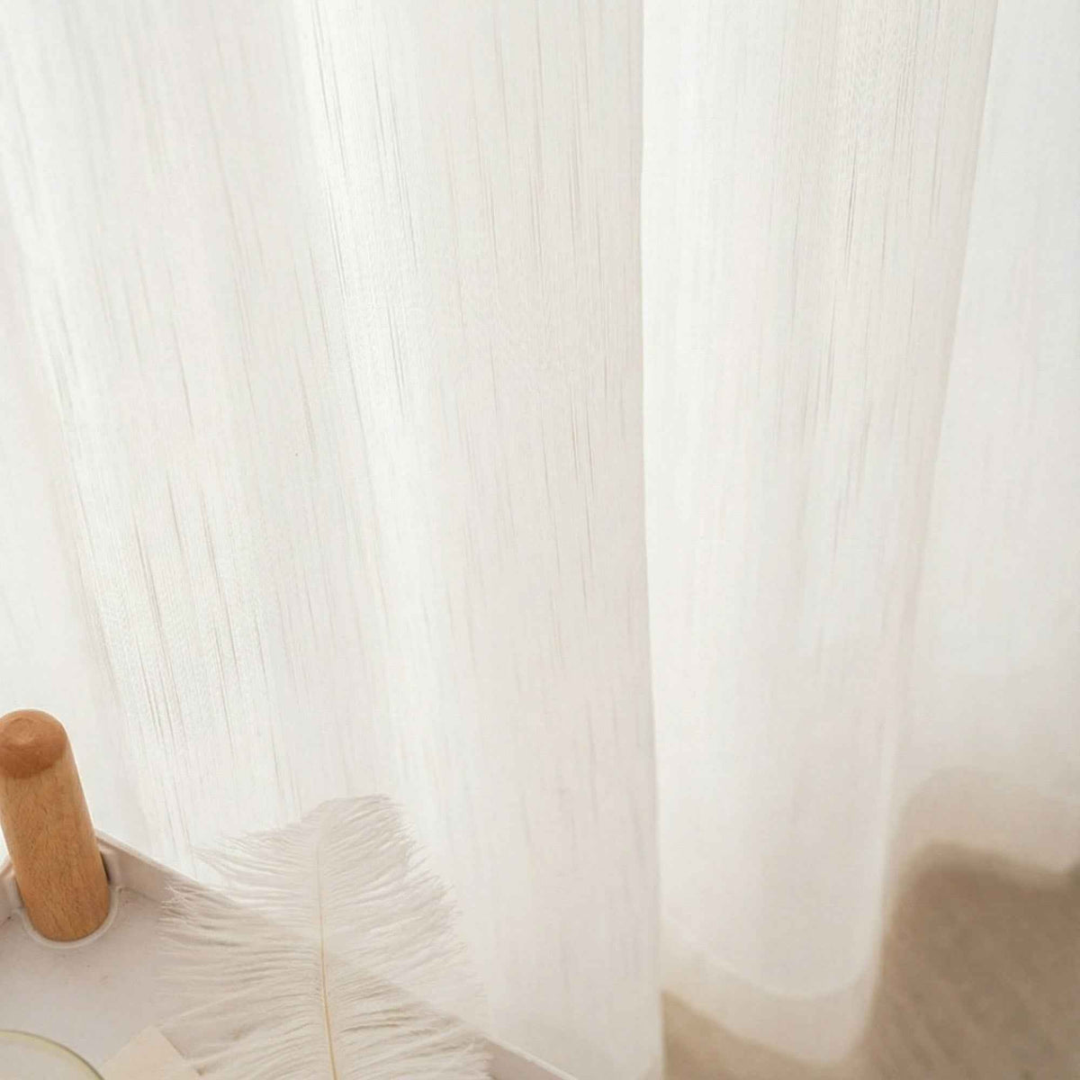 Hopsack Pure White Striped Cotton Sheer Curtains - Detail View 8 | JOYDRAPE Bespoke Luxury