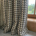 Checkered Linen Color-Blocked Waffle Chenille Curtains