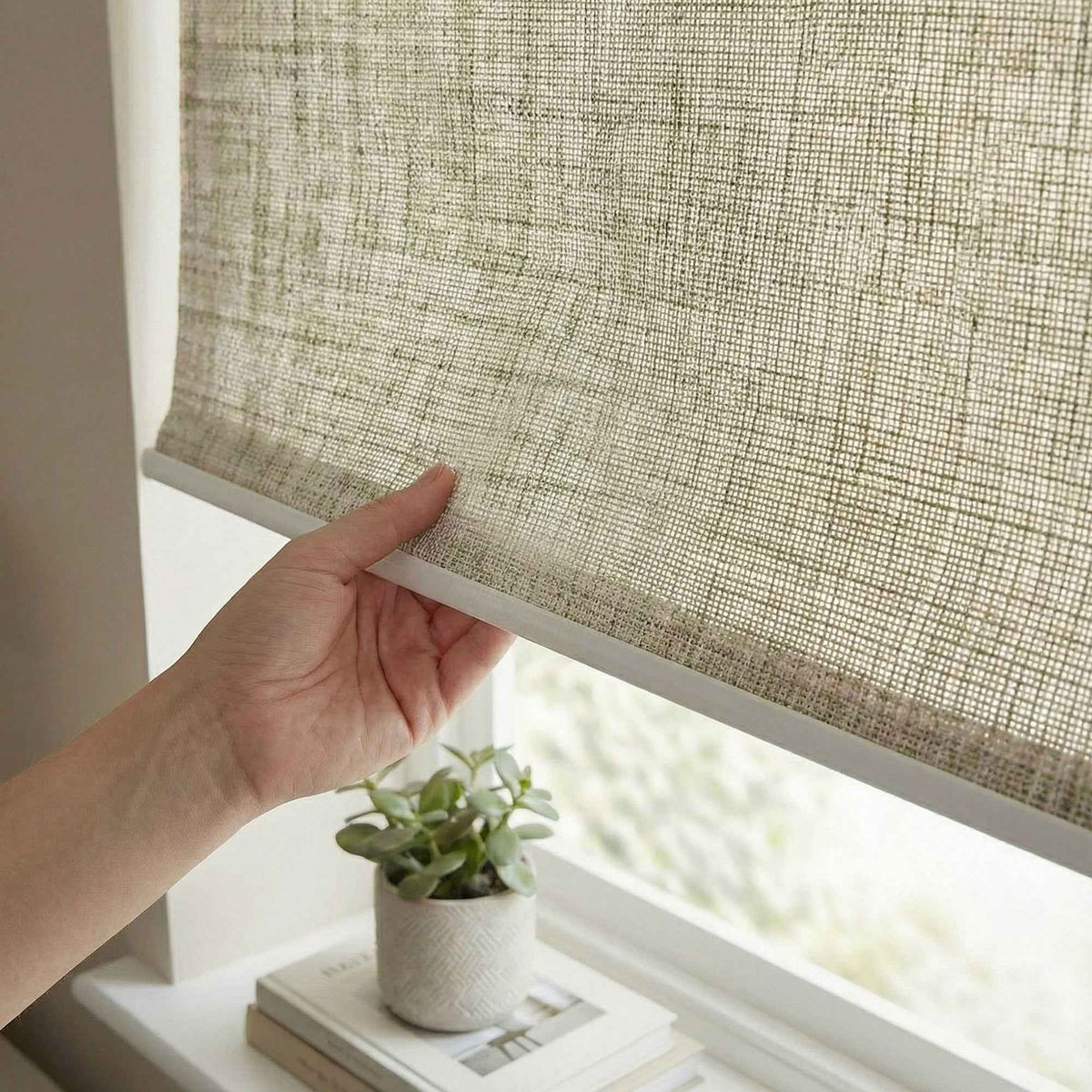 J-Hemp Cordless Faux Linen Blackout Roller Shades