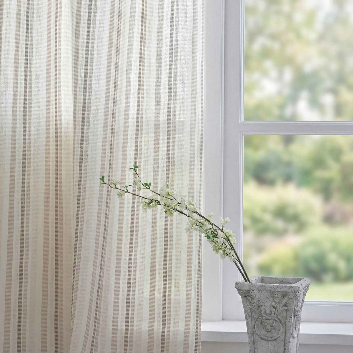 stripe Two-Tone Vertical Striped Linen Blend Curtains