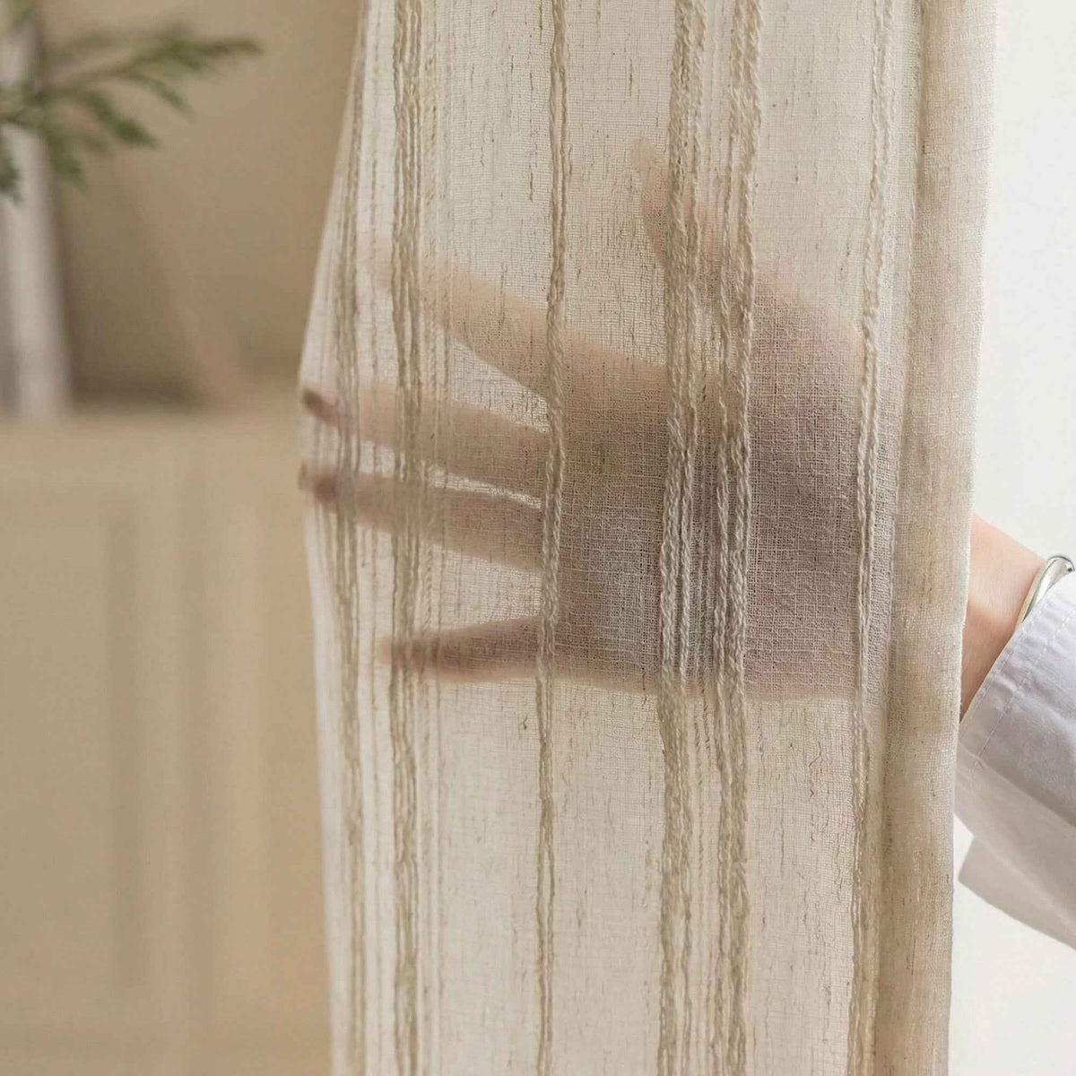 Linetrie Sheer Linen Vertical Stripe Curtains