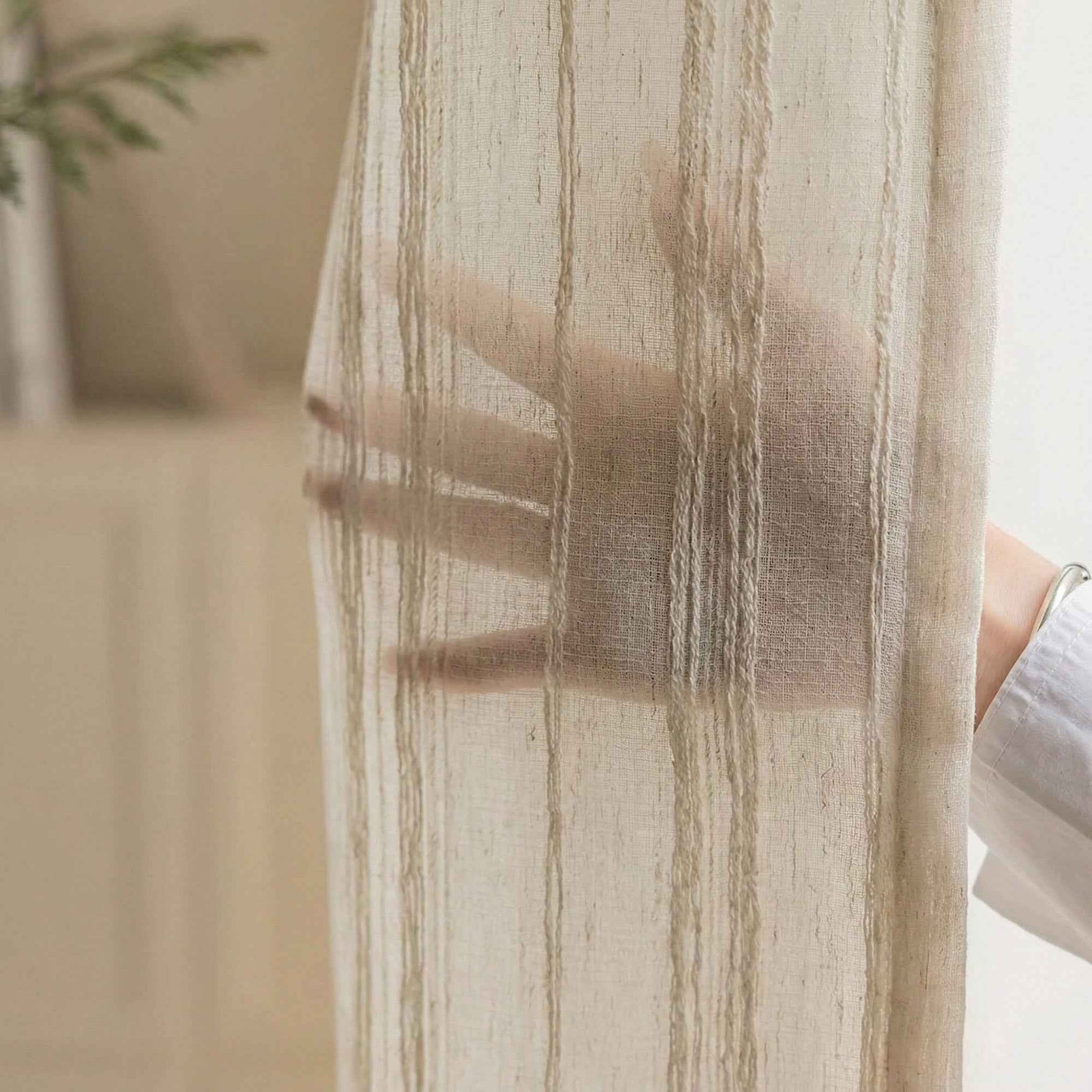 Linetrie Sheer Linen Vertical Stripe Curtains