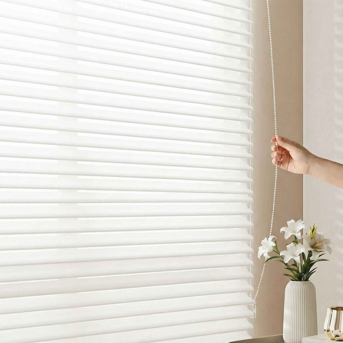 X-Hush Pure White Corded Shangri-La Blinds - Detail View 9 | JOYDRAPE Bespoke Luxury