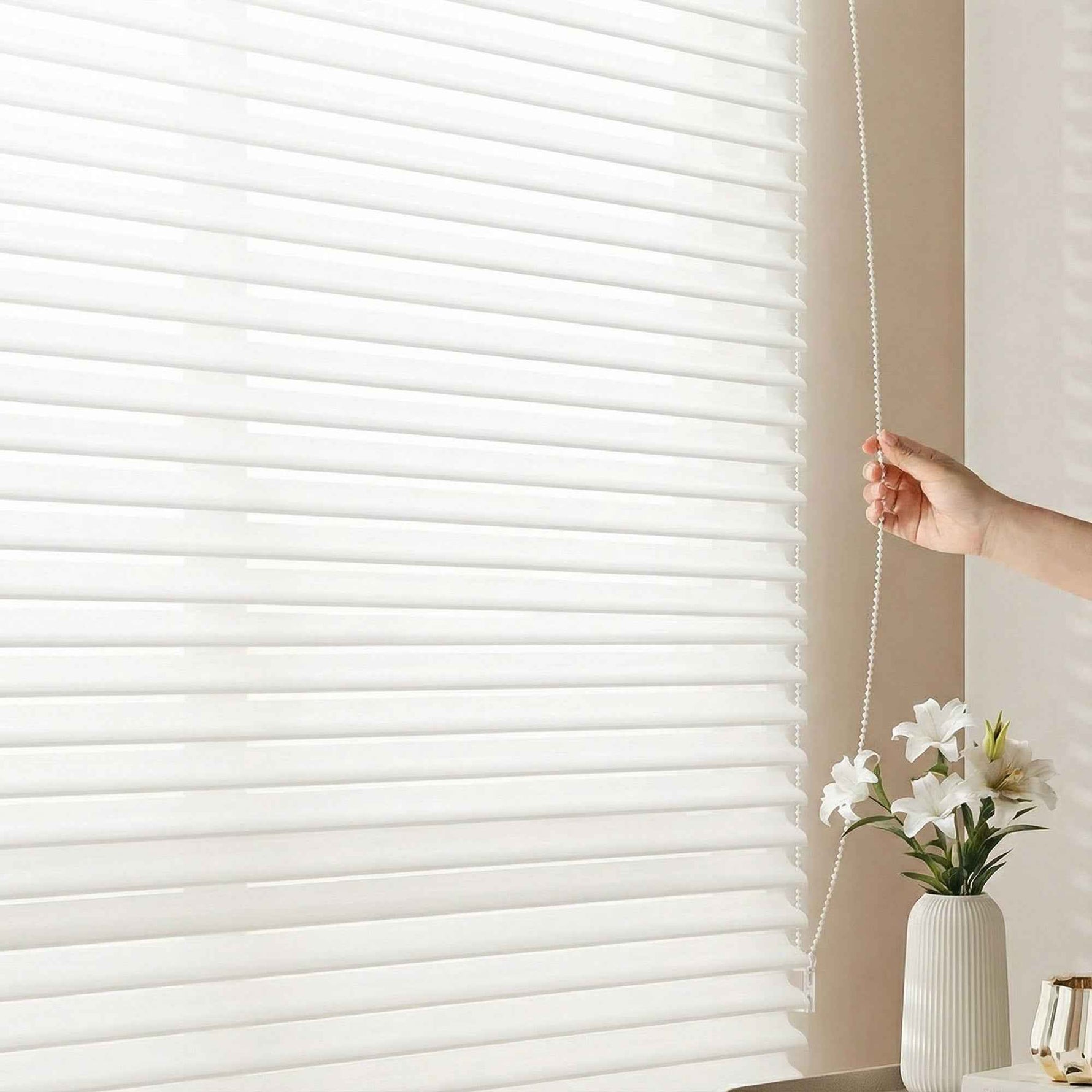 X-Hush Pure White Corded Shangri-La Blinds - Detail View 9 | JOYDRAPE Bespoke Luxury