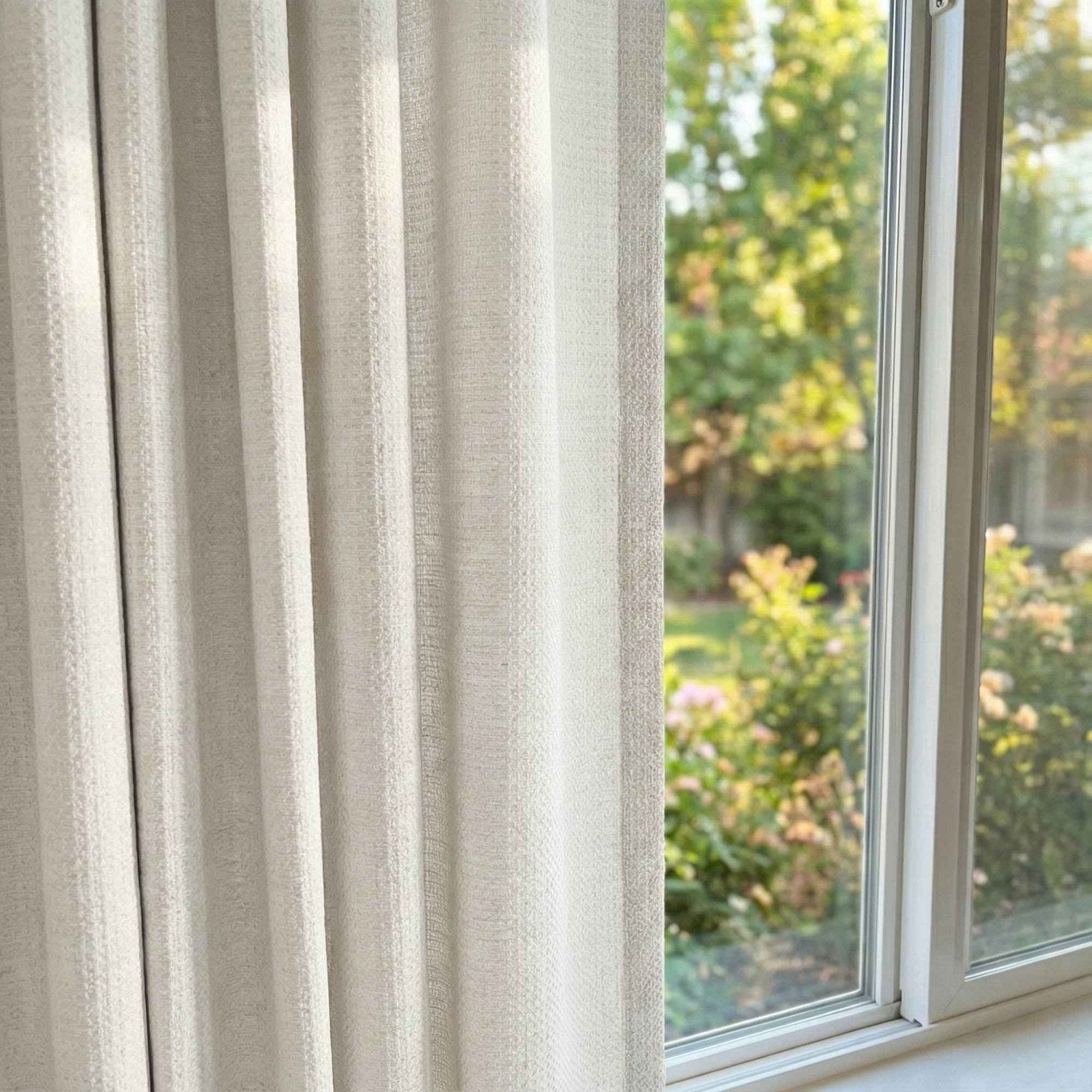 Wheat Heavyweight waffle textured linen blend curtains