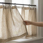 C-Query Light-Filtering Linen Textured Cafe Curtains