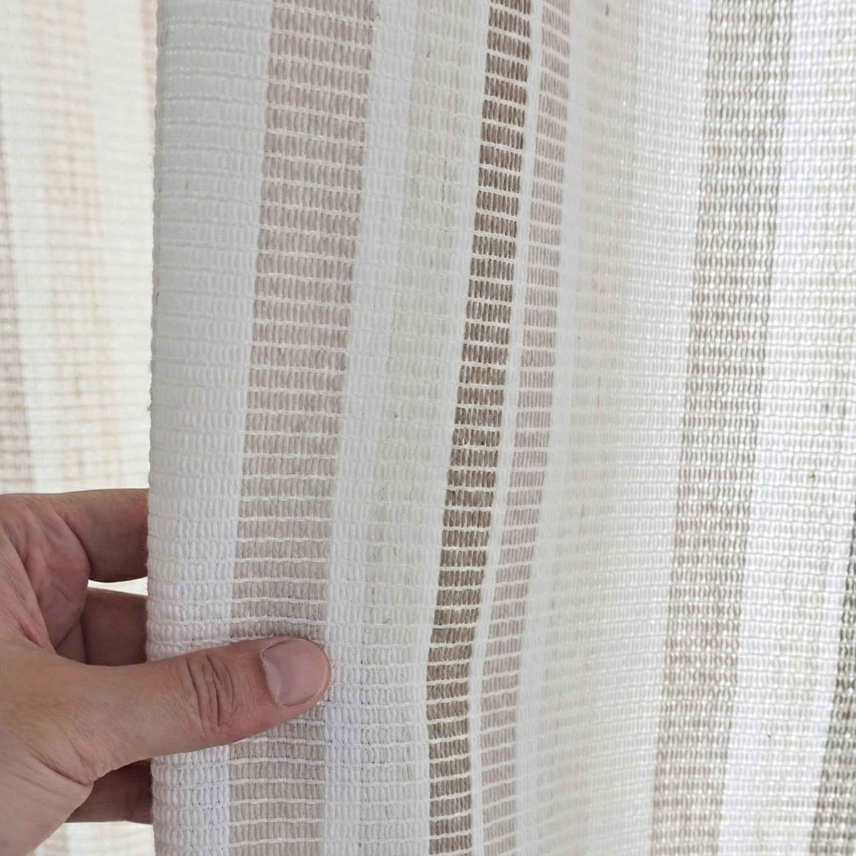 stripe Two-Tone Vertical Striped Linen Blend Curtains
