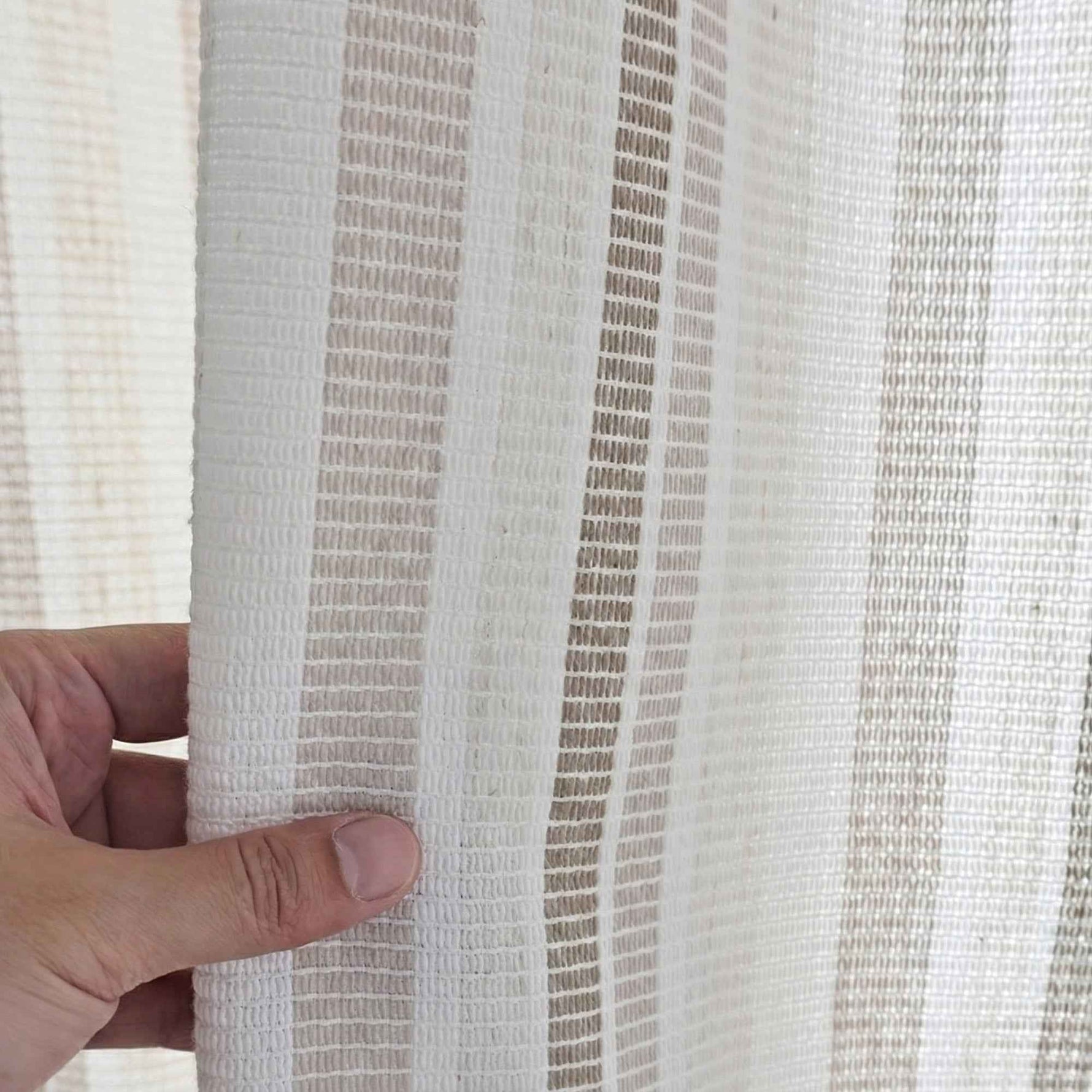 stripe Two-Tone Vertical Striped Linen Blend Curtains