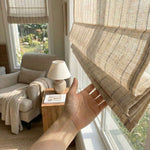 L-Bluestrip Cordless Striped Linen Blend Roman Shade - Detail View 8 | JOYDRAPE Bespoke Luxury