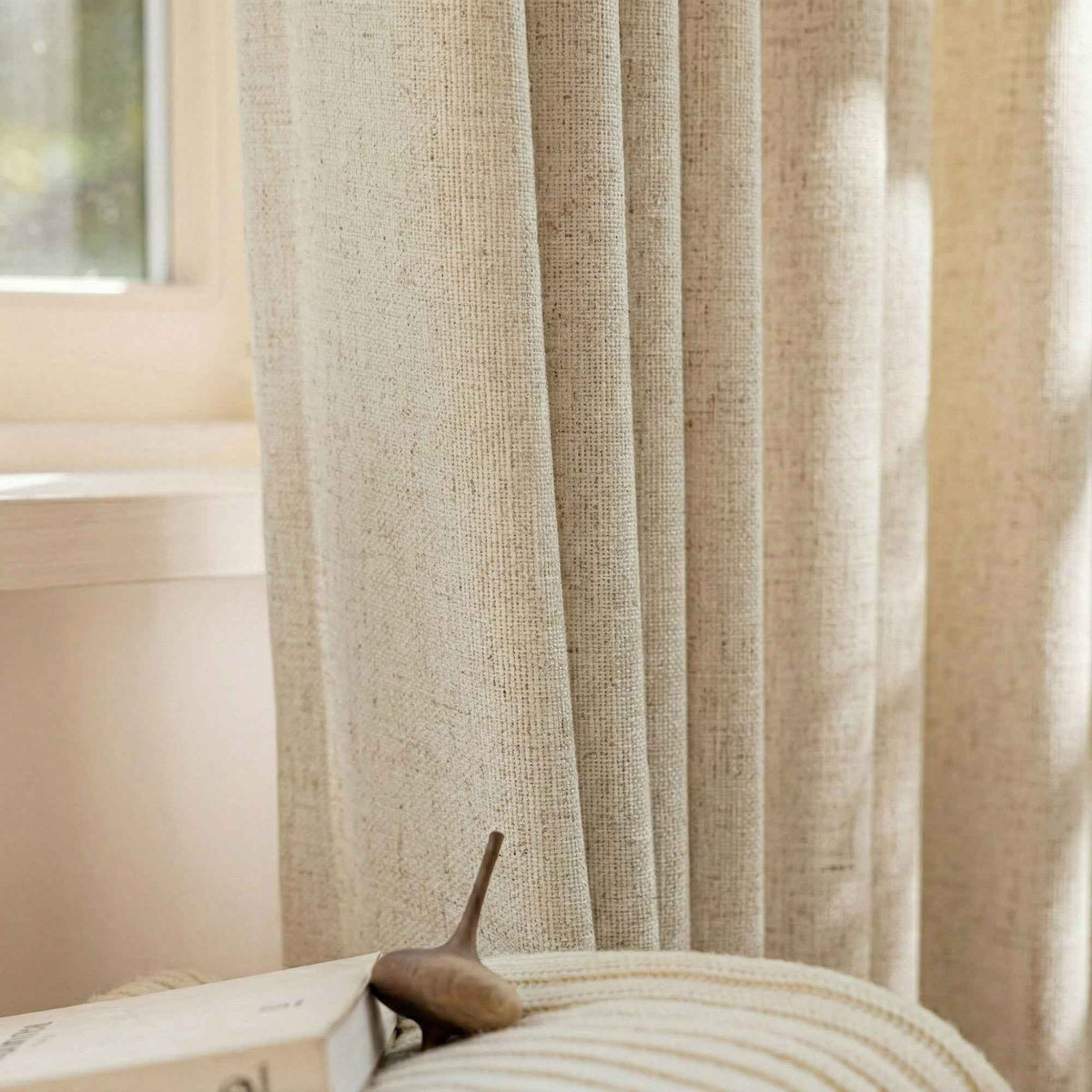 Lcasua Natural Linen Blend Curtains