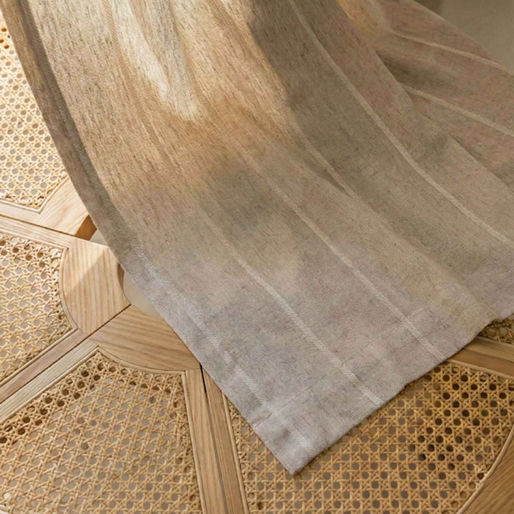 C-Query Light-Filtering Linen Textured Cafe Curtains