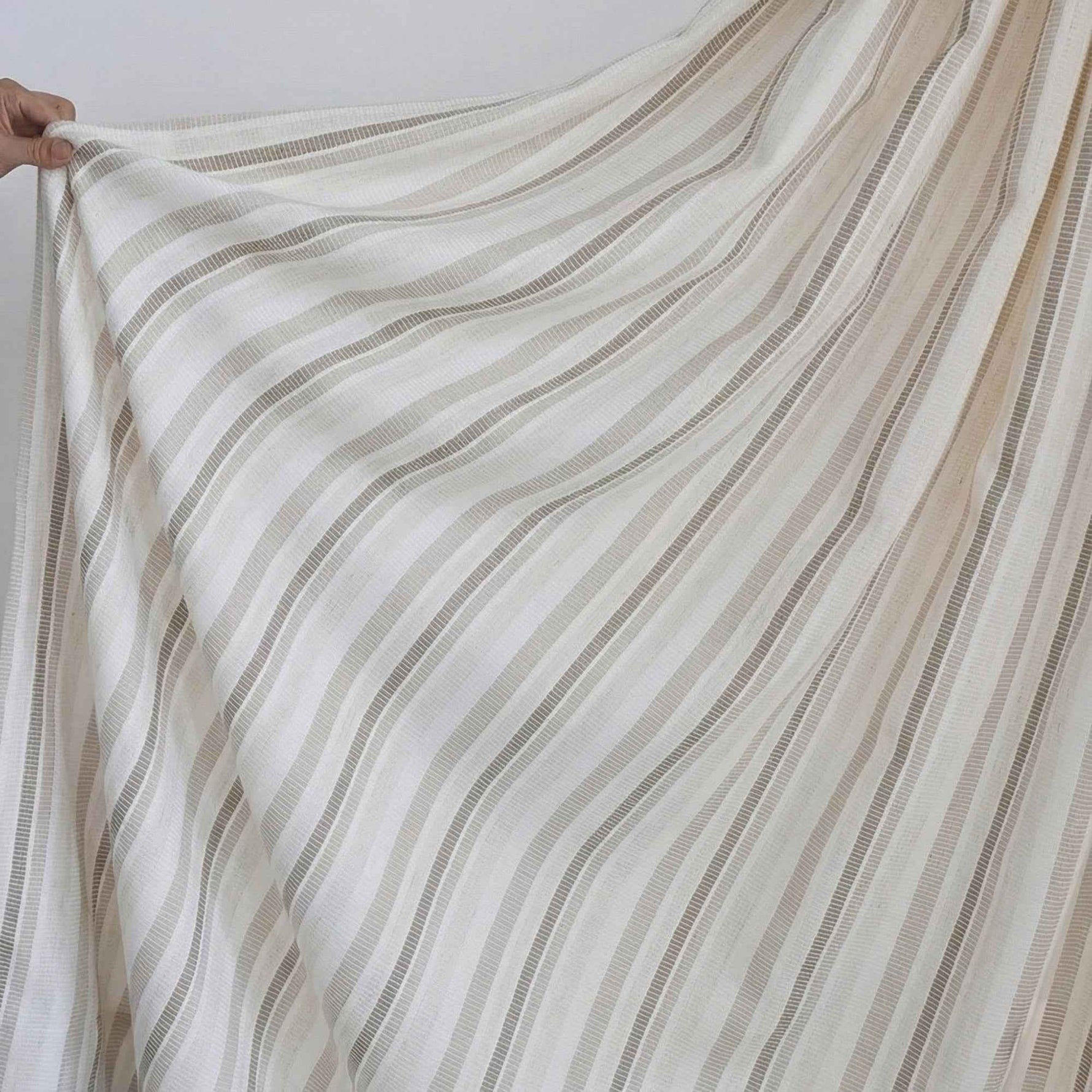 stripe Two-Tone Vertical Striped Linen Blend Curtains