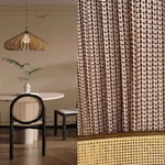 Checkered Linen Color-Blocked Waffle Chenille Curtains