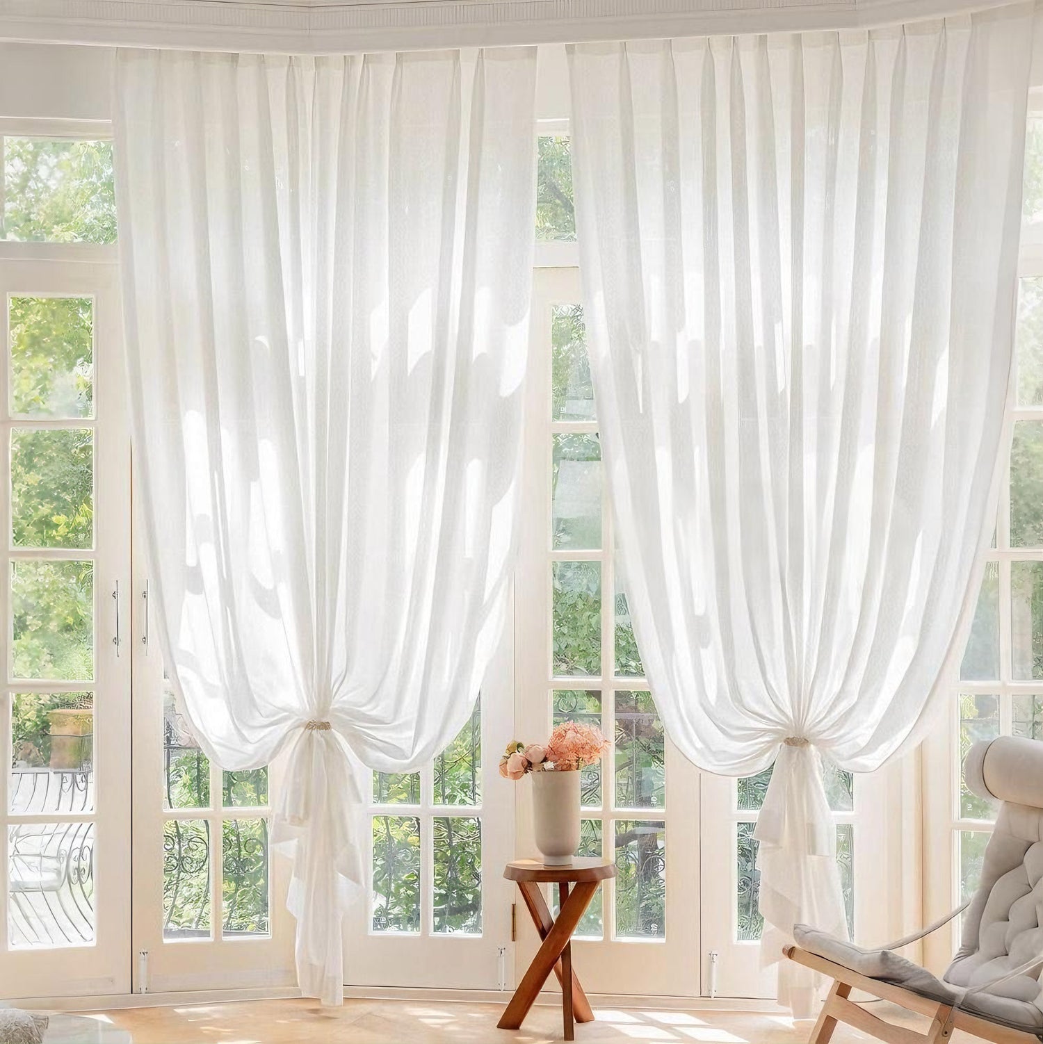 Polishhed mirrored heat insulation sheer curtains